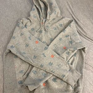 Champion Heather Gray Hoodie with Blue and Orange Accents